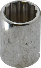 Proto - 7/16", 1/4" Drive, Standard Hand Socket - 12 Points, 7/8" OAL, Chrome Finish - A1 Tooling