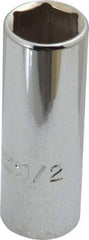 Proto - 1/2", 1/4" Drive, Deep Hand Socket - 6 Points, 2" OAL, Chrome Finish - A1 Tooling