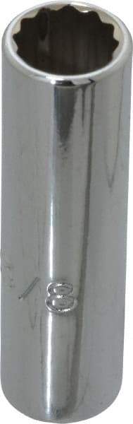 Proto - 3/8", 1/4" Drive, Deep Hand Socket - 12 Points, 2" OAL, Chrome Finish - A1 Tooling