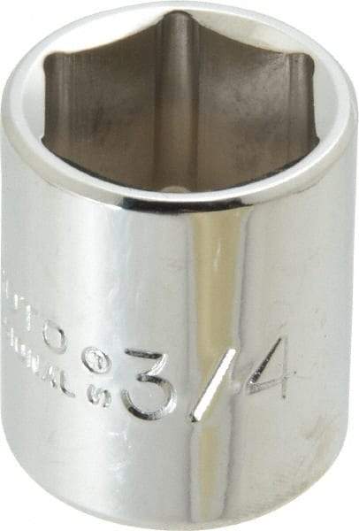 Proto - 3/4", 3/8" Drive, Standard Hand Socket - 6 Points, 1-3/16" OAL, Chrome Finish - A1 Tooling