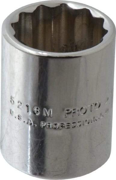 Proto - 3/8" Drive, Standard Hand Socket - 12 Points, 1-1/8" OAL, Chrome Finish - A1 Tooling