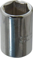 Proto - 3/8" Drive, Standard Hand Socket - 6 Points, 1-1/8" OAL, Chrome Vanadium, Chrome Finish - A1 Tooling