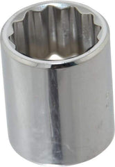 Proto - 3/8" Drive, Standard Hand Socket - 6 Points, 1-1/8" OAL, Chrome Vanadium, Chrome Finish - A1 Tooling