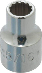 Proto - 5/16", 3/8" Drive, Standard Hand Socket - 12 Points, 1-3/32" OAL, Chrome Finish - A1 Tooling