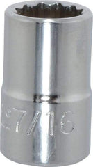 Proto - 7/16", 3/8" Drive, Standard Hand Socket - 12 Points, 1-3/32" OAL, Chrome Finish - A1 Tooling