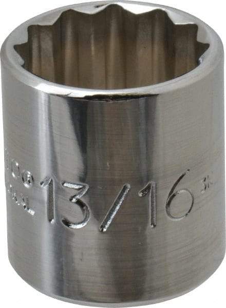 Proto - 13/16", 3/8" Drive, Standard Hand Socket - 12 Points, 1-3/16" OAL, Chrome Finish - A1 Tooling