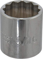 Proto - 15/16", 3/8" Drive, Standard Hand Socket - 12 Points, 1-5/16" OAL, Chrome Finish - A1 Tooling