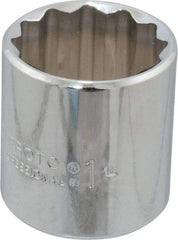 Proto - 1", 3/8" Drive, Standard Hand Socket - 12 Points, 1-3/8" OAL, Chrome Finish - A1 Tooling