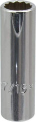 Proto - 7/16", 3/8" Drive, Deep Hand Socket - 12 Points, 2-1/8" OAL, Chrome Finish - A1 Tooling