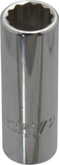 Proto - 1/2", 3/8" Drive, Deep Hand Socket - 12 Points, 2-1/8" OAL, Chrome Finish - A1 Tooling