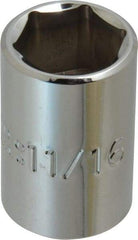 Proto - 11/16", 1/2" Drive, Standard Hand Socket - 6 Points, 1-1/2" OAL, Chrome Finish - A1 Tooling