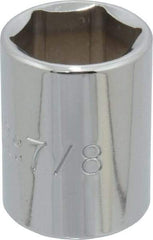 Proto - 7/8", 1/2" Drive, Standard Hand Socket - 6 Points, 1-9/16" OAL, Chrome Finish - A1 Tooling