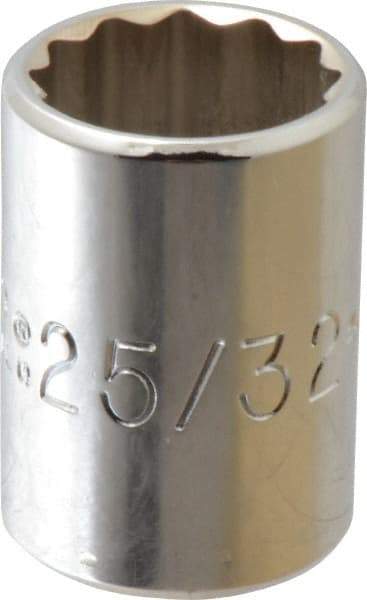 Proto - 25/32", 1/2" Drive, Standard Hand Socket - 12 Points, 1-1/2" OAL, Chrome Finish - A1 Tooling