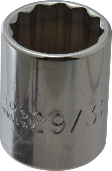 Proto - 29/32", 1/2" Drive, Standard Hand Socket - 12 Points, 1-9/16" OAL, Chrome Finish - A1 Tooling