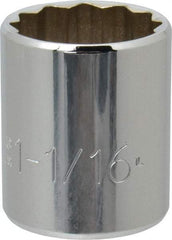 Proto - 1-1/16", 1/2" Drive, Standard Hand Socket - 12 Points, 1-5/8" OAL, Chrome Finish - A1 Tooling