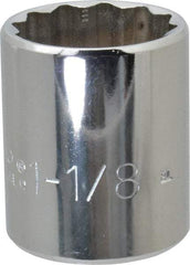 Proto - 1-1/8", 1/2" Drive, Standard Hand Socket - 12 Points, 1-3/4" OAL, Chrome Finish - A1 Tooling