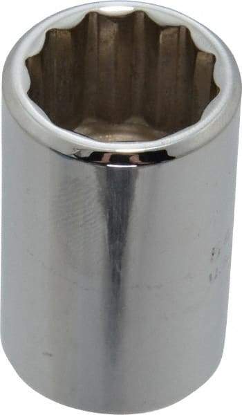 Proto - 1/2" Drive, Standard Hand Socket - 12 Points, 1-1/2" OAL, Chrome Finish - A1 Tooling