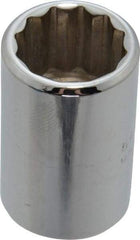 Proto - 1/2" Drive, Standard Hand Socket - 12 Points, 1-1/2" OAL, Chrome Finish - A1 Tooling