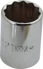 Proto - 1/2" Drive, Standard Hand Socket - 12 Points, 1-7/16" OAL, Chrome Finish - A1 Tooling