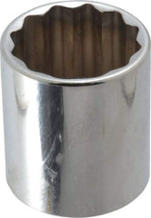 Proto - 1/2" Drive, Standard Hand Socket - 12 Points, 1-25/32" OAL, Chrome Finish - A1 Tooling