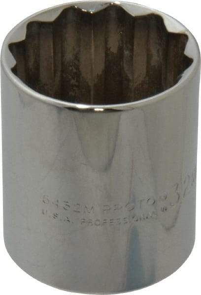 Proto - 1/2" Drive, Standard Hand Socket - 12 Points, 1-25/32" OAL, Chrome Finish - A1 Tooling