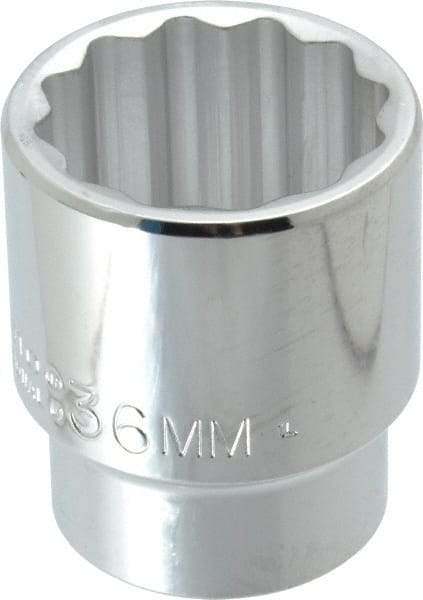 Proto - 1/2" Drive, Standard Hand Socket - 12 Points, 2-1/4" OAL, Chrome Finish - A1 Tooling