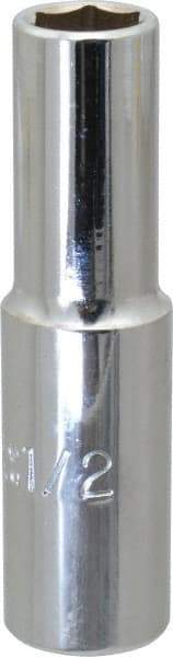 Proto - 1/2", 1/2" Drive, Deep Hand Socket - 6 Points, 3-1/4" OAL, Chrome Finish - A1 Tooling