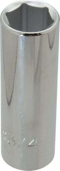 Proto - 3/4", 1/2" Drive, Deep Hand Socket - 6 Points, 3-1/4" OAL, Chrome Finish - A1 Tooling