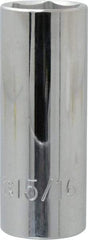 Proto - 15/16", 1/2" Drive, Deep Hand Socket - 6 Points, 3-1/4" OAL, Chrome Finish - A1 Tooling