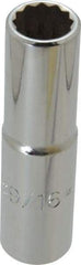 Proto - 9/16", 1/2" Drive, Deep Hand Socket - 12 Points, 3-1/4" OAL, Chrome Finish - A1 Tooling