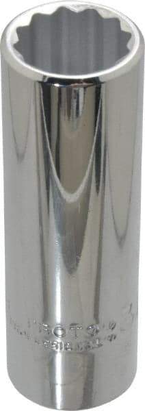 Proto - 3/4", 1/2" Drive, Deep Hand Socket - 12 Points, 3-1/4" OAL, Chrome Finish - A1 Tooling