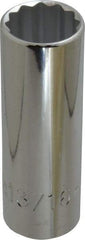 Proto - 13/16", 1/2" Drive, Deep Hand Socket - 12 Points, 3-1/4" OAL, Chrome Finish - A1 Tooling