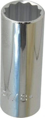 Proto - 7/8", 1/2" Drive, Deep Hand Socket - 12 Points, 3-1/4" OAL, Chrome Finish - A1 Tooling