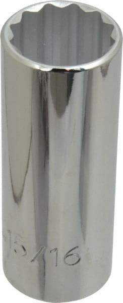 Proto - 15/16", 1/2" Drive, Deep Hand Socket - 12 Points, 3-1/4" OAL, Chrome Finish - A1 Tooling