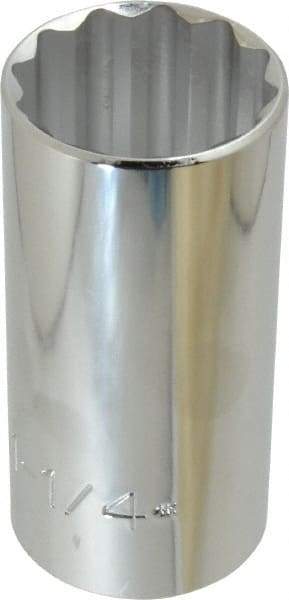 Proto - 1-1/4", 1/2" Drive, Deep Hand Socket - 12 Points, 3-1/4" OAL, Chrome Finish - A1 Tooling