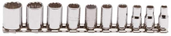 Proto - 10 Piece 1/4" Drive Socket Set - 12 Points, 3/16" to 9/16" Range, Inch Measurement Standard - A1 Tooling