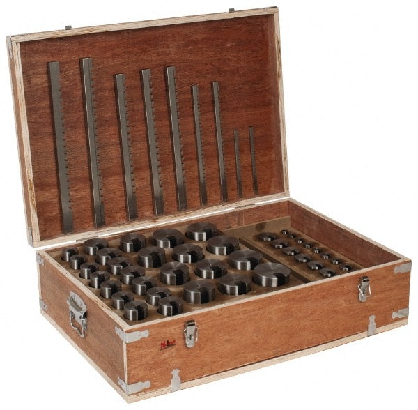 Value Collection - 75 Piece, 1/8 to 3/4" Keyway Width, Style B, C, D & E Keyway Broach Set - A1 Tooling