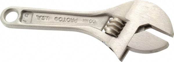 Proto - 1/2" Jaw Capacity, 4" Standard Adjustable Wrench - Steel, Chrome Finish - A1 Tooling