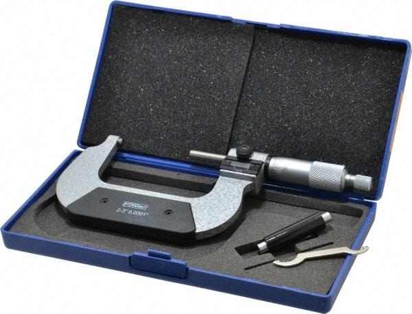 Fowler - 2 to 3" Range, 0.0001" Graduation, Mechanical Outside Micrometer - Ratchet Stop Thimble, Accurate to 0.00016", Digital Counter - A1 Tooling