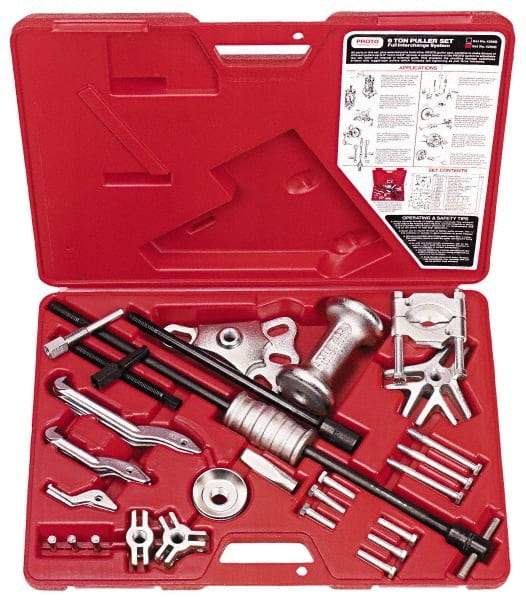 Proto - 22 Piece, 6 Ton Capacity, 7" Spread, Standard Puller Set - 8 Jaws, 6" Reach - A1 Tooling