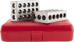 SPI - 0.0001 Squareness Per Inch, Hardened Steel, 1-2-3 Block with 23 Hole Setup Block - 3/8 - 16 Inch Tapped Hole Size, 55-60 Rc Hardness, Sold As Matched Pair - A1 Tooling