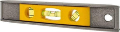 Stanley - Magnetic 9" Long 3 Vial Torpedo Level - Aluminum, Silver/Yellow, 1 45°, 1 Level & 1 Plumb Vials - A1 Tooling