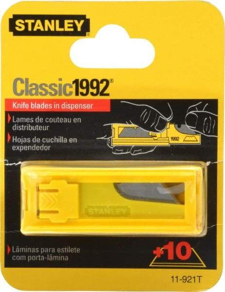 Stanley - 10 Piece Carbon Steel Utility Knife Blade - 2-7/16" OAL, 0.024" Blade Thickness - A1 Tooling