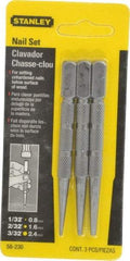 Stanley - 3 Piece, 1/32 to 3/32", Nail Punch Set - Round Shank, Comes in Carded - A1 Tooling