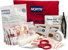 North - 39 Piece, 10 Person, Multipurpose/Auto/Travel First Aid Kit - 4-1/2" Wide x 1-1/2" Deep x 7" High, Nylon Bag - A1 Tooling