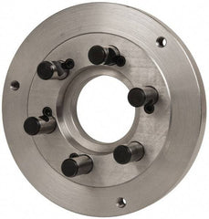 Buck Chuck Company - Adapter Back Plate for 10" Diam Self Centering Lathe Chucks - D1-6 Mount, 3-1/4" Through Hole Diam, 7.858mm ID, 10" OD, 0.985" Flange Height, Steel - A1 Tooling