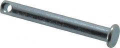 Made in USA - 3/16" Pin Diam, 1-1/2" OAL, Standard Clevis Pin - 3/32" Hole, 1-13/32" Usable Length, Zinc-Plated Steel - A1 Tooling