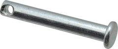 Made in USA - 1/4" Pin Diam, 51/64" OAL, Standard Clevis Pin - 3/32" Hole, 45/64" Usable Length, Zinc-Plated Steel - A1 Tooling