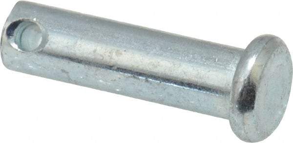 Made in USA - 1/4" Pin Diam, 7/8" OAL, Standard Clevis Pin - 3/32" Hole, 25/32" Usable Length, Zinc-Plated Steel - A1 Tooling