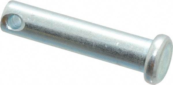 Made in USA - 1/4" Pin Diam, 1-1/8" OAL, Standard Clevis Pin - 3/32" Hole, 1-1/32" Usable Length, Zinc-Plated Steel - A1 Tooling